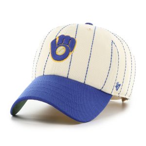 Milwaukee Brewers Rawlings '47 Brand Pinstripe Clean Up Hat